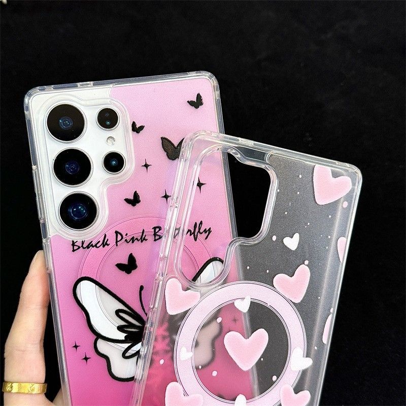 Heart Butterfly Magnetic Phone Case For Samsung