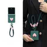 Heart-shaped Crossbody Phone Case with Carrying Strap For Samsung Z Flip 7 6 5