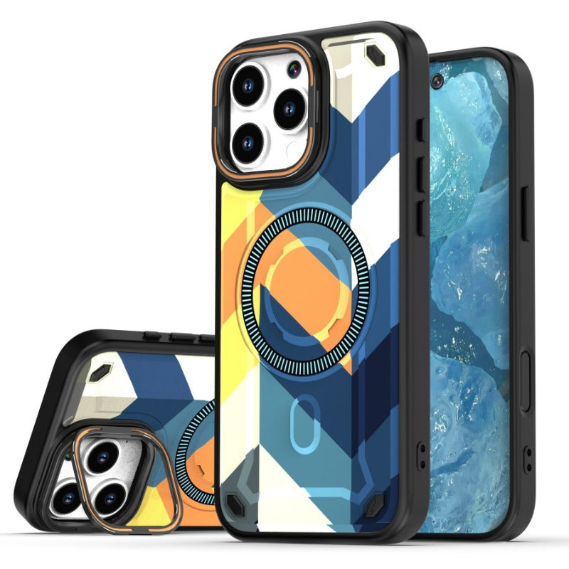 Lens Bracket Magnetic Phone Case For iPhone
