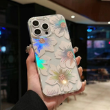 Laser Flower Magnetic Transparent Phone Case For iPhone