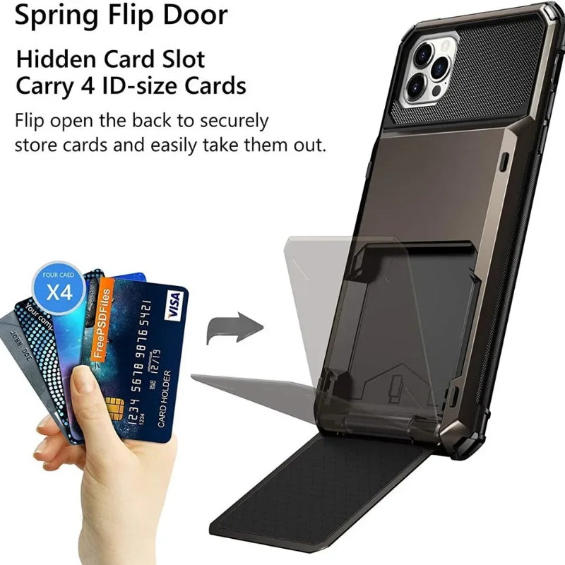 Wallet 4-Card Slot Credit Phone Case For iPhone