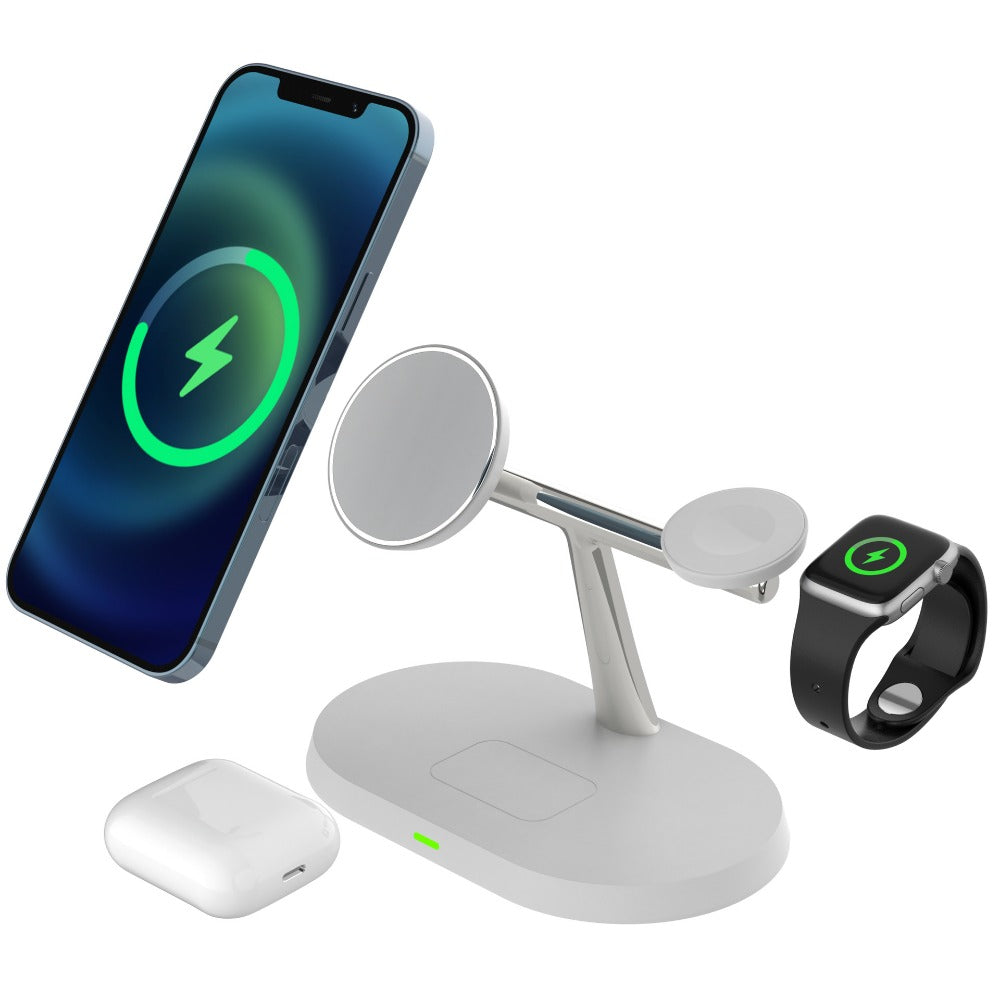 3-in-1 Magnetic Wireless Charger for Apple Phones, Earphones, and Watches