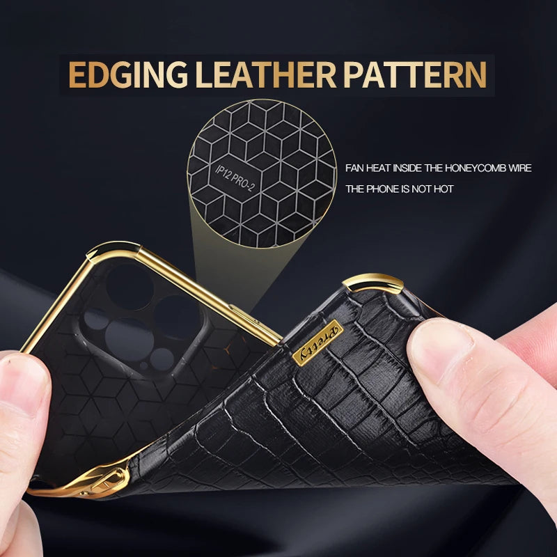 Leather Plating Silicone Case For iPhone