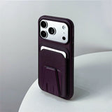 Card Holder Folding Stand Frosted Phone Case For iPhone