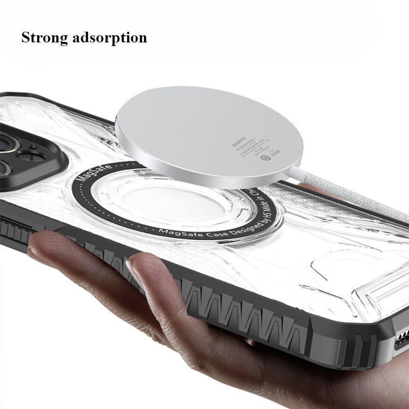 Airbag Thickened Silicone Anti-fall Transparent Magnetic Phone Case For iPhone