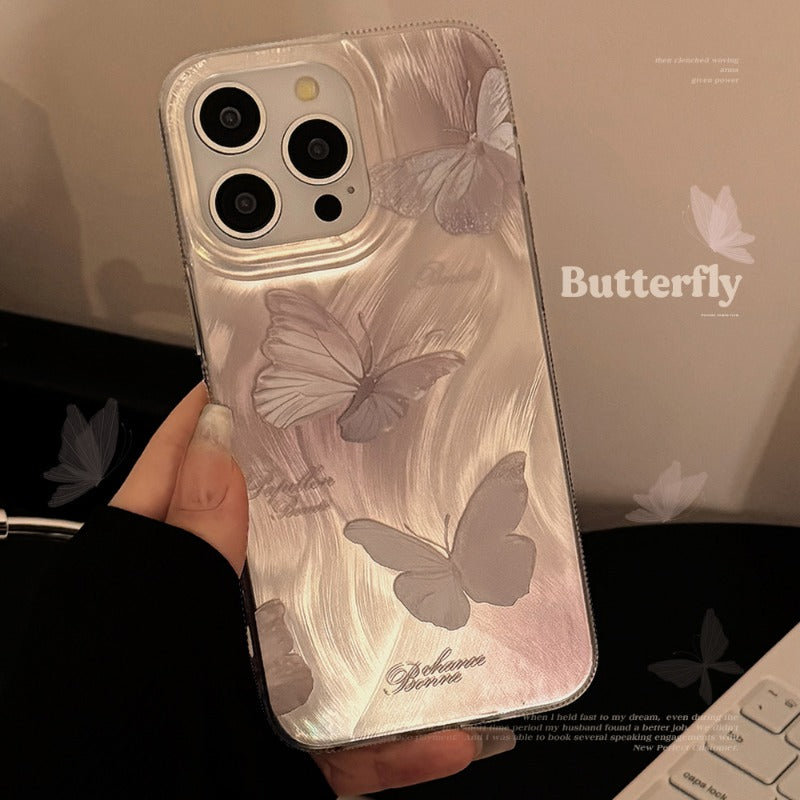 Feather Pink Butterfly Pendant Phone Case For iPhone