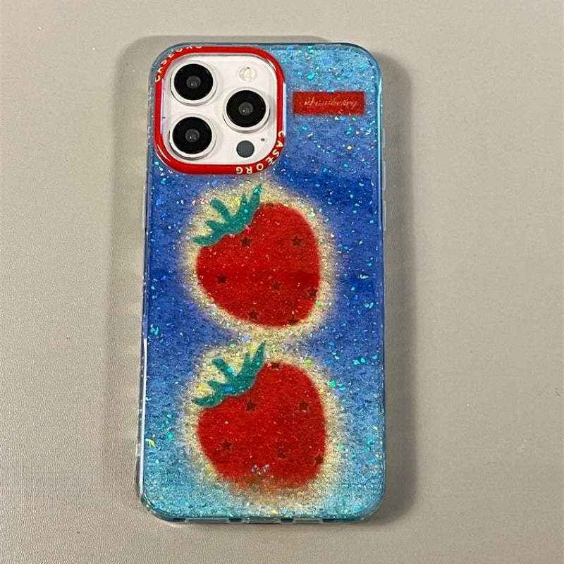 Glitter Strawberry Phone Case For iPhone