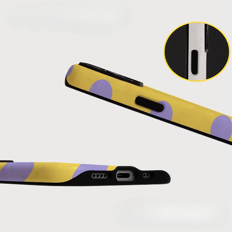 Yellow and Purple Dots 2 in 1 Magnetic Stand Phone Case For iPhone