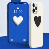 Contrast Color Heart Straight Edge Phone Case For iPhone