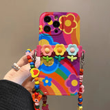 Graffiti Flower Crossbody Phone Case For iPhone