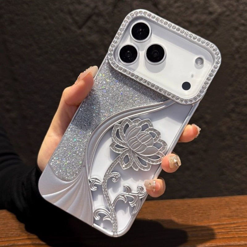 Flower Glitter Phone Case For iPhone
