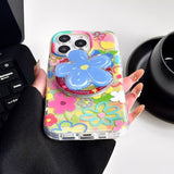 Oil Painting Flower Magnetic Phone Case For iPhone