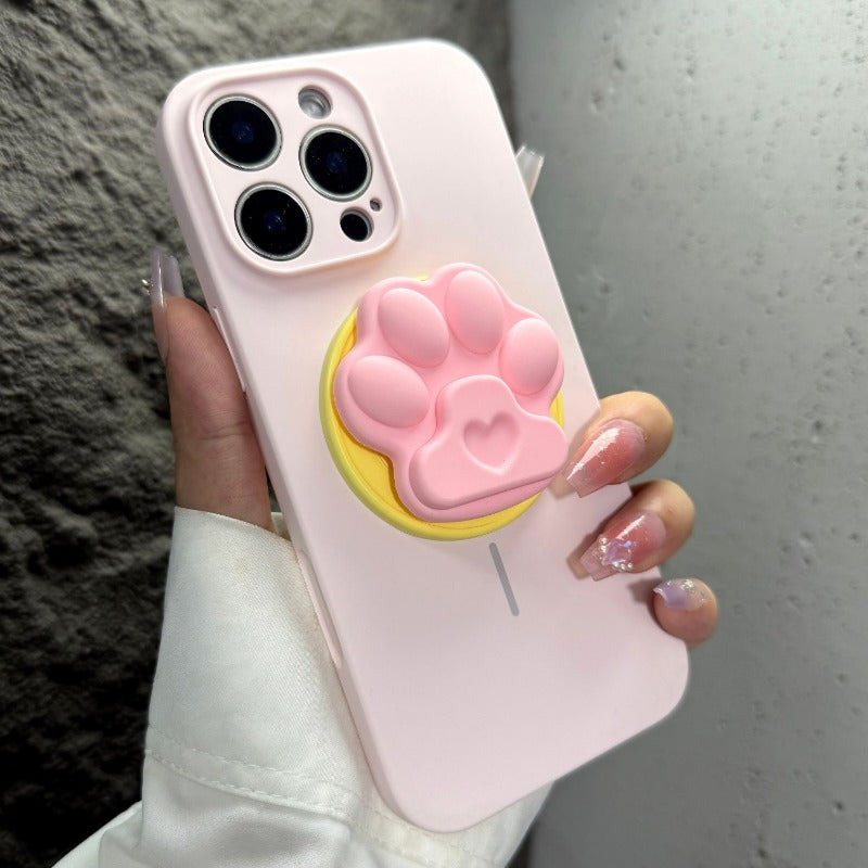 Cat Paw Magnetic Bracket Phone Case For iPhone