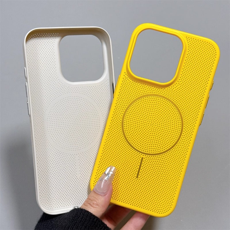 Solid Color Hollow Magnetic Phone Case For iPhone