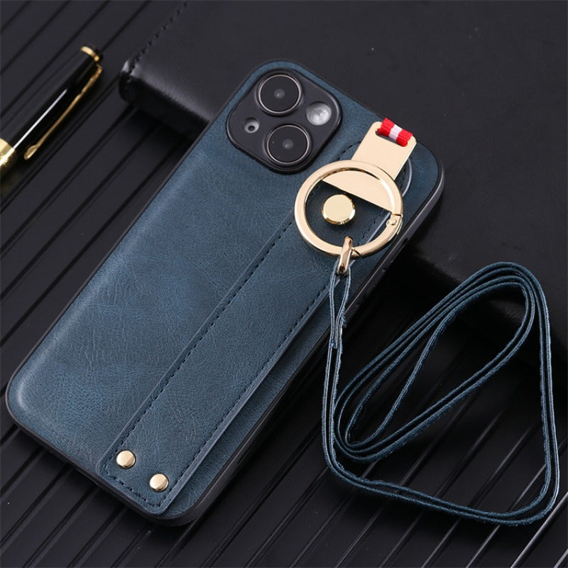 Leather Phone Case with Lanyard For iPhone