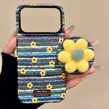 Striped Flower Magnetic Phone Case For iPhone
