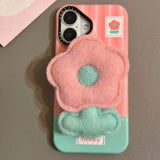 Striped Flower Magnetic Phone Case For iPhone