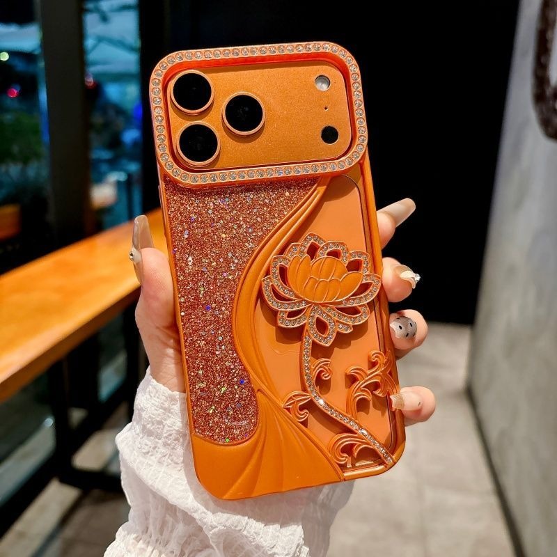 Flower Glitter Phone Case For iPhone