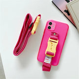 Fluorescent Lanyard Necklace Wrist Strap Holder Case For iPhone