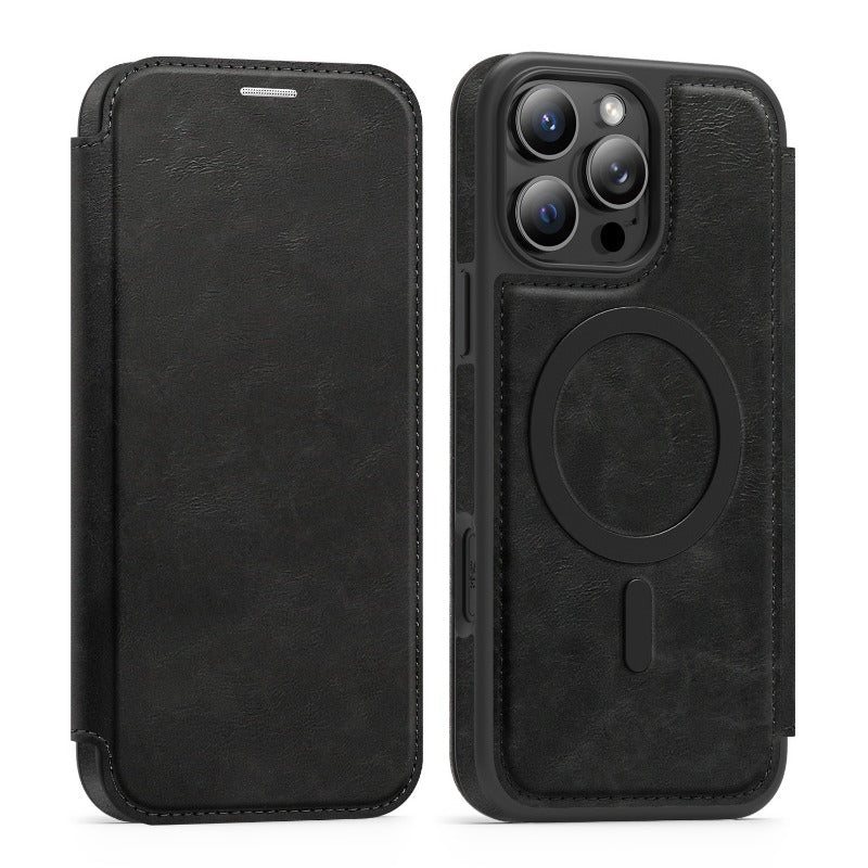 Flip Magnetic Leather Phone Case For iPhone