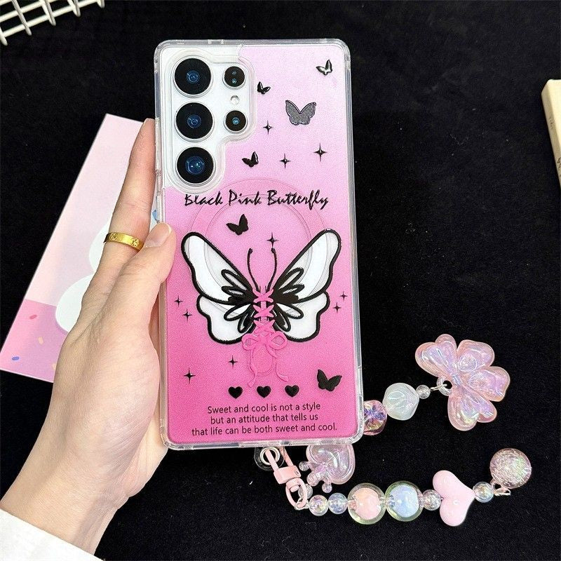 Heart Butterfly Magnetic Phone Case For Samsung