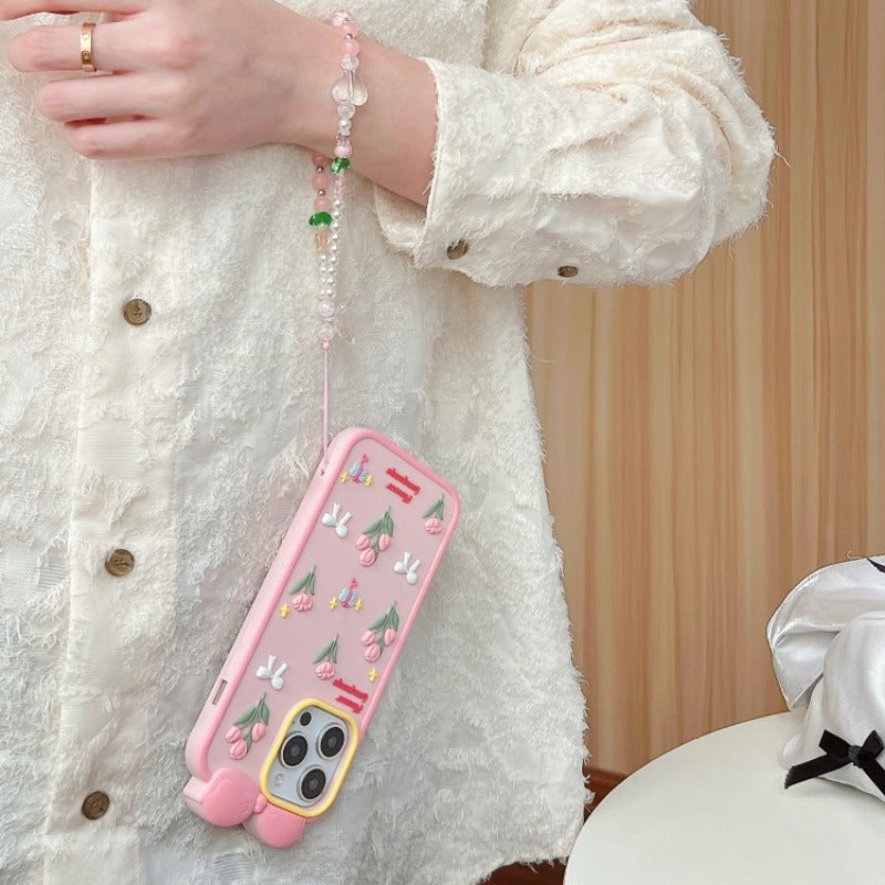 Tulip Silicone Phone Case with Lanyard For iPhone