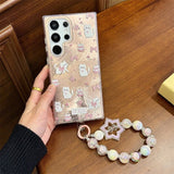 Floral White Cat Phone Case For Samsung