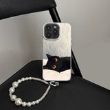 Lazy Black Cat Feather Phone Case For iPhone