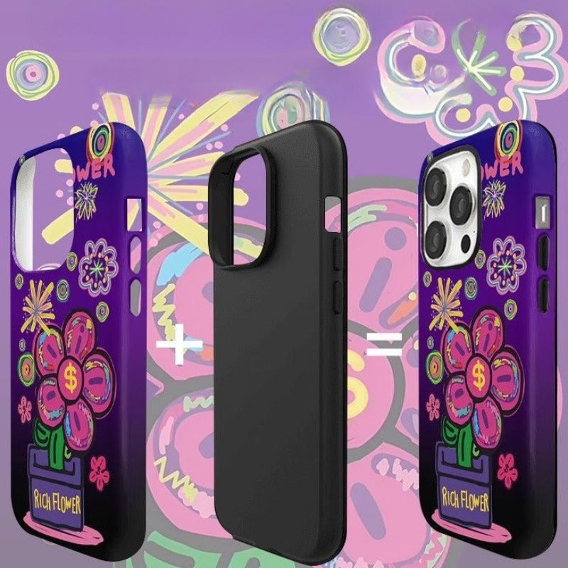 Purple Magnetic Bracket Phone Case For iPhone