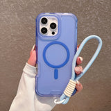 Frosted Magnetic Phone Case with Hand Strap For iPhone