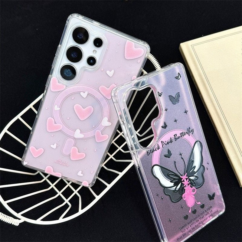 Heart Butterfly Magnetic Phone Case For Samsung