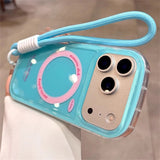 Lanyard Magnetic Glossy Phone Case For iPhone