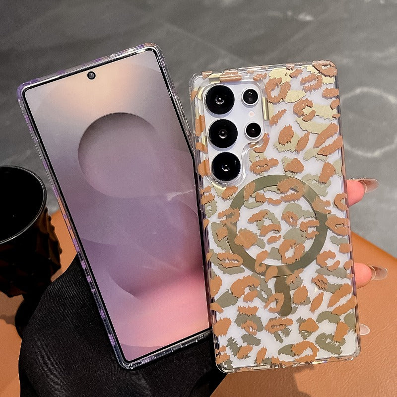 Leopard Print Magnetic Phone Case For Samsung