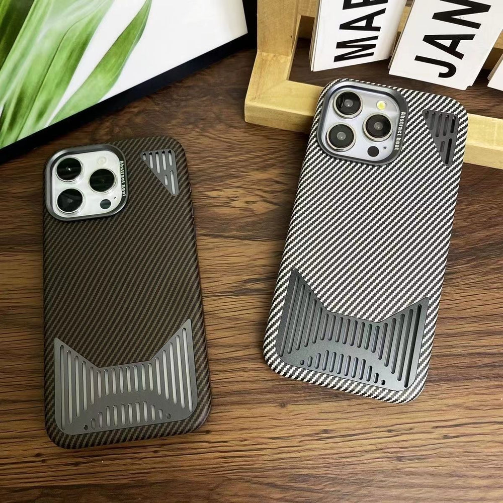 Carbon Fiber Aluminum Alloy Cooling Magnetic Phone Case For iPhone