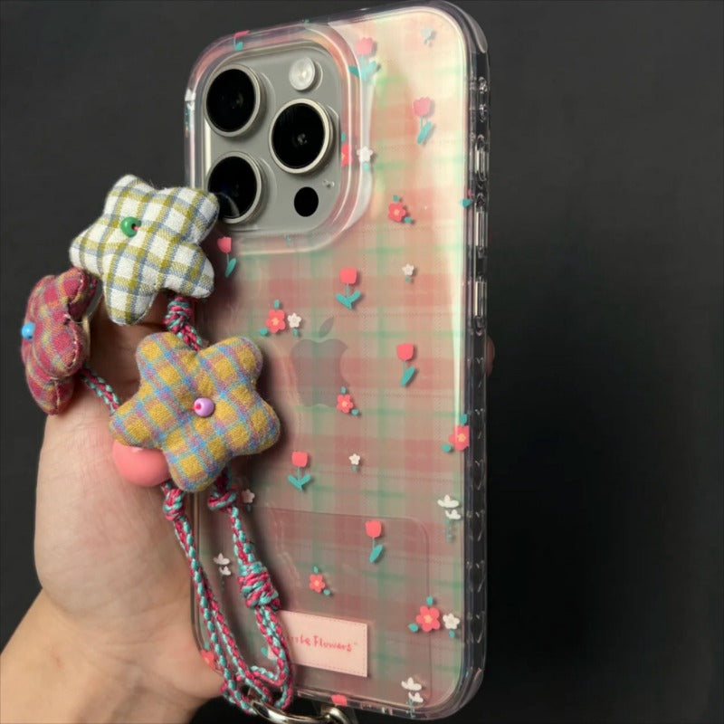 Pink Plaid Small Floral Phone Case For iPhone