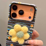 Striped Flower Magnetic Phone Case For iPhone