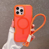 Frosted Magnetic Phone Case with Hand Strap For iPhone