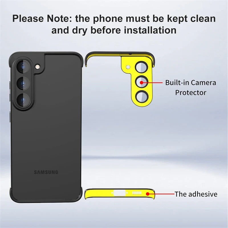 Built-in Camera Lens Protector Frameless Silicone Bumper Case For Samsung