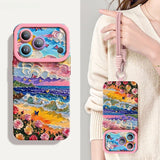 Flower Sea Soft Lanyard Phone Case For iPhone