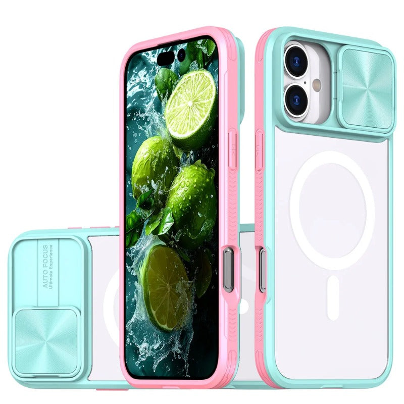Slide Camera Lens Protection Clear Magnetic Phone Case For iPhone