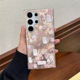 Floral White Cat Phone Case For Samsung