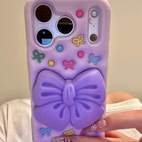 3D Full-Screen Bow Stand Silicone Phone Case For iPhone