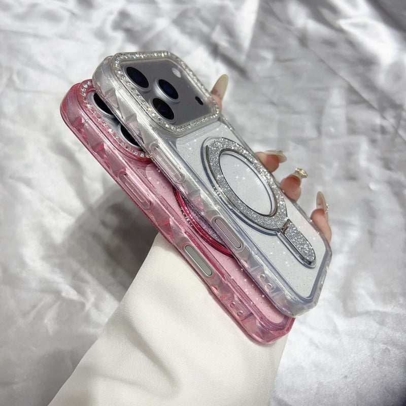 Shiny Magnetic Stand Phone Case For iPhone