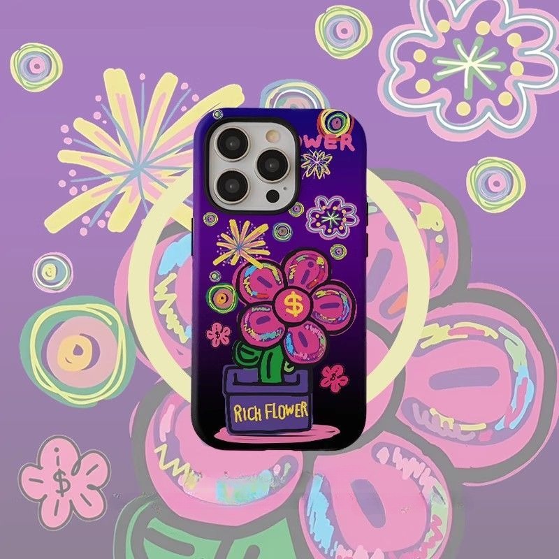 Purple Magnetic Bracket Phone Case For iPhone