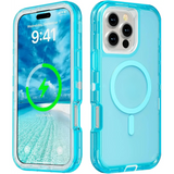 3 in 1 Heavy Armor Transparent Magnetic Case For iPhone