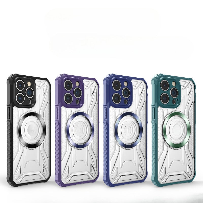 Airbag Thickened Silicone Anti-fall Transparent Magnetic Phone Case For iPhone