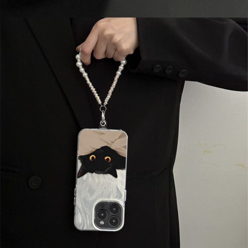 Lazy Black Cat Feather Phone Case For iPhone