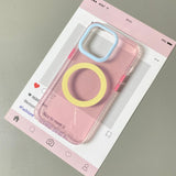 Contrast Color Transparent Magnetic Mobile Phone Case For iPhone