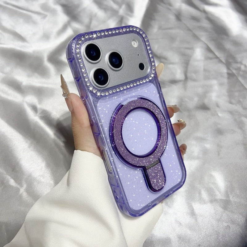 Shiny Magnetic Stand Phone Case For iPhone