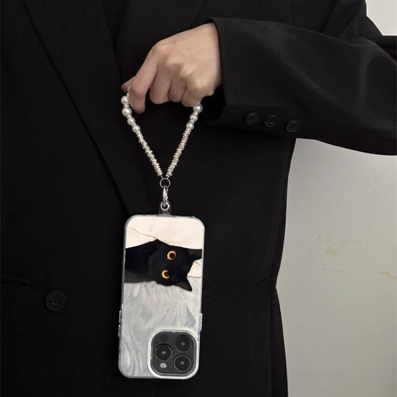 Lazy Black Cat Feather Phone Case For iPhone